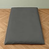Twin Size Japanese Zippered Futon Covers - 100% Egyptian Cotton - Floor Mattress Cover for Traditional Japanese - Super Soft Couch Slipcovers Floor Mats Sofa Protector, Dark Grey