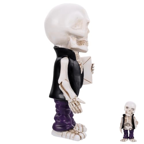 Squelette décoratif extérieur RLKHXBS : statue crâne en résine pour ambiance Halloween et jardin
