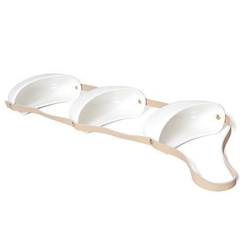 Mkono Ceramic Wall Planter 3 Tier Hanging Succulent Herb Planter For Indoor Plants, 7 Inch Half Moon Flower Pot With Leather Strap Modern Vertical Garden For Air Plants Live Or Faux Plants Home Decor #TOP5