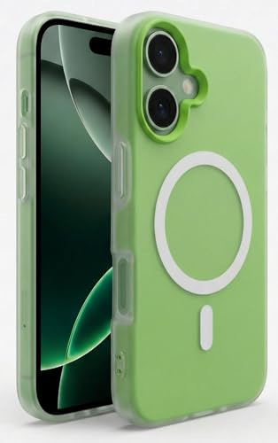 Image of Hupshy iPhone 16 Back Cover with Camera Protection Rings, Kickstand-Matte /Anti, Non-Slip, Camera Glass Protection,Transparent Shockproof Cover for iPhone 16 (Green)
