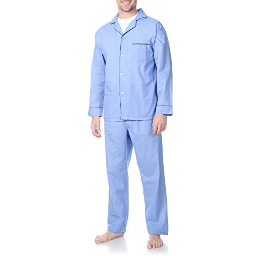 Hanes Men's Broadcloth Pajama Set, Blue, X-Large