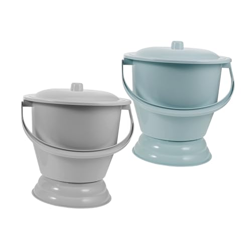 Gogogmee プラスチック製便器 2個 蓋付き ポータブルチャンバーポット 男女兼用尿ポット 高齢者用ベッドサイド小便器 キャンプ用便利な尿バケツ