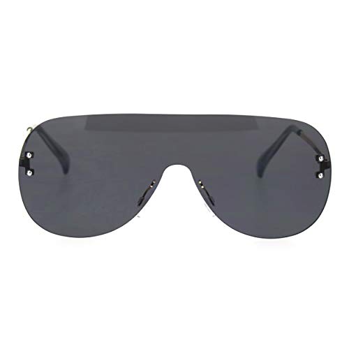 Minimal Shield Rimless Futuristic Large Racer Pilots Sunglasses