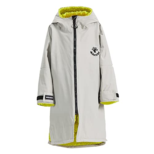 4Monster Swim Parka with Hood,Quick-dry Wetsuit Changing Robe Waterproof,Warm Coat Surf Poncho for Water Sport, Beach&Pool (Long Sleeve Silver, XX-Small)