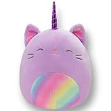 Squishmallows 8 Inch Cienna Caticorn Unicorn Plush - Purple with Rainbow Belly and Ears and Purple Horn Stuffed Animal