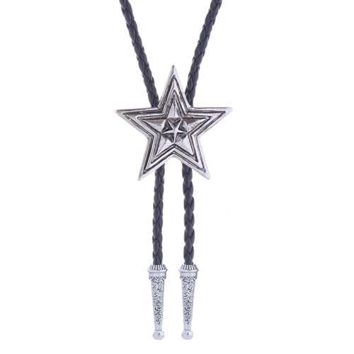 Image of GelConnie Bolo Ties for Men Women Western Cowboy Tie Mens Western Necklace Leather Necktie Gold Bolero Tie Cowboy Necklace