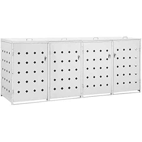 Lechnical Mülltonnenbox für 4 Tonne wetterfest Garden Müllbox Mülltonnenverkleidung Schuppen 240 L Edelstahl Cover