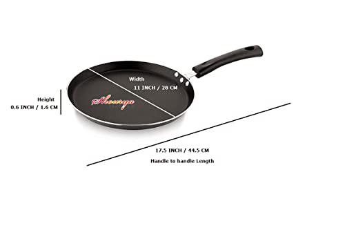 Shourya Trading Non Stick Dosa Pan or Roti Tawa,Big Dosa Pan Size-285 mm,Thickness 2.6mm,Non Stick Dosa Tawa,Round Griddle,Cookware pan- Color -Black