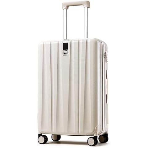 Hanke 24 Inch Luggage Suitcases With Spinner Wheels Lightweight PC Hard Shell Rolling Suitcase With TSA Lock,Checked-Medium 24-Inch(Ivory White) Cover