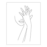 Abstract Female Face and Hands | Woman One Line Silhouette - 11x14 UNFRAMED Black and White Art Print of Nordic Modern Contemporary Female Form Line Drawing Wall Decor