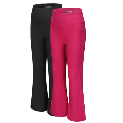 Girl's Flare Leggings with Pockets Kids Stretch Bell Bottoms Flare Pants Dance Bell Bottoms Leggings Size 5-12Y2