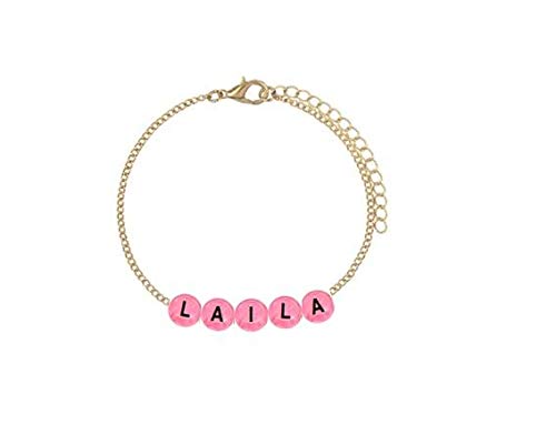 Gold Plated Letters Beads Bracelets Arabic Names For Women LAILA