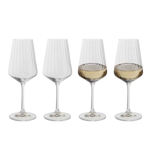 Dartington Crystal Cheers! Optic White Wine Glasses – 350ml Set of 4