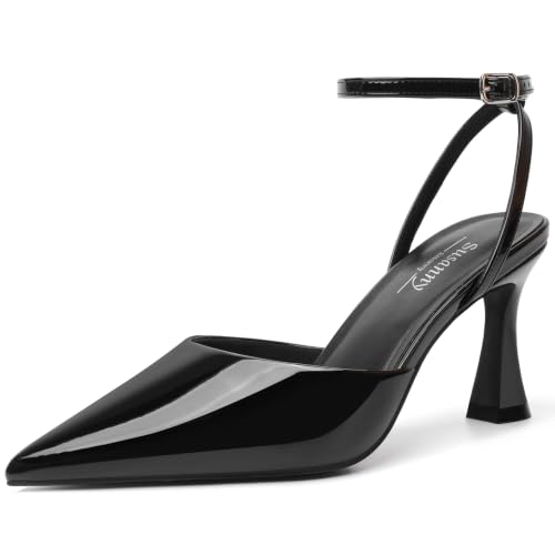 Image of Susanny Heels for Women Stiletto Closed Pointed Toe Backless Dress Shoes High Heels Sexy Kitten Pumps Wedding Guest Party Dance Prom Dressy Comfort Shoes