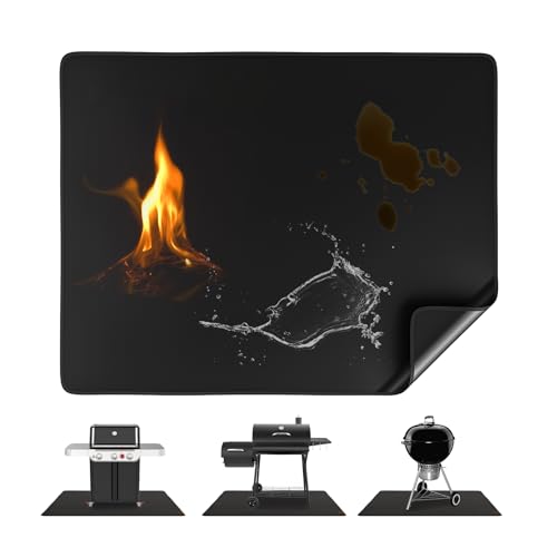 SHINESTAR 6551 Inch Under Grill Mat for Outdoor Grill Deck Protector Heavy Duty Fireproof Waterproof BBQ Grill Mat Non-Slip Fire Resistant Mat for Blackstone for Weber Fire Pit and Fireplace