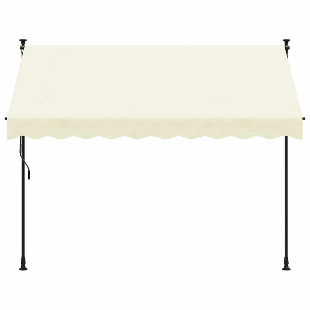 Wysuwana markiza kremowa, 300 x 150 cm, wykonana z wytrzymałej stali i odpornego na promieniowanie UV materiału poliestrowego, elastyczna ochrona przed słońcem na balkon, taras i do ogrodu