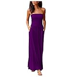 Howley Womens Summer Dresses Solid Off The Shoulder Tube Dress Casual Wrap Strapless Maxi Sundress...