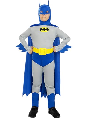 Funidelia | Disfraz de Batman The Brave & the Bold para niño Caballero Oscuro, Superhéroes, DC Comics - Disfraces para niños, accesorios para Fiestas, Carnaval y Halloween - Talla 5-6 años - Negro