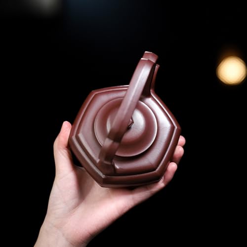 Tetera de cerámica con asa hexagonal cómoda de arcilla hecha a mano 3