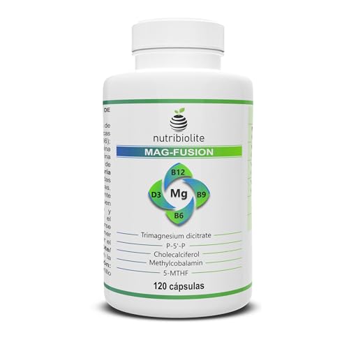 Citrato de Magnesio y Vitaminas B6, B9 (Folato), B12 y D3. Cansancio, Fatiga, Función Muscular, Articulaciones y Homocisteína 120 cápsulas - MAG-FUSION
