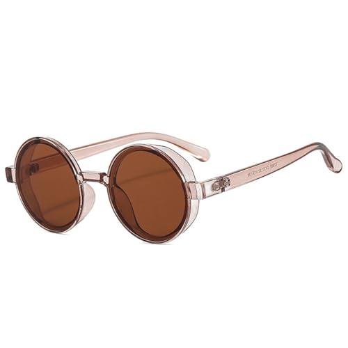 Lunettes de soleil rondes pour festivals et terrasses d'été look punk jaune