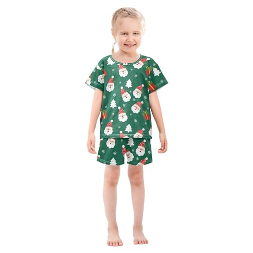 Pajama Short Sets Santa Claus Trees Soft Cotton Summer Sleepwear 2 Piece PJS Size 5-14T4