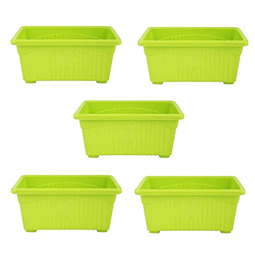 Image of Bianco Rectangular Plastic Pots for Plants, Jupiter Flower Pots for Home, Window Display, Garden (35 x 18.5 x 15 cm) (Green) (Pack of 5)
