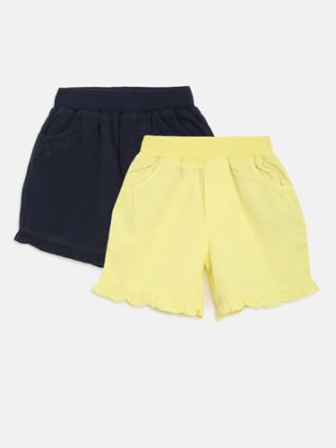 Image of Li'l Tomatoes Girls 100% Cotton Combo Shorts Pack of 2 | Soft & Breathable Summer Shorts | Elastic Waist Casual Wear | 2-14 Years