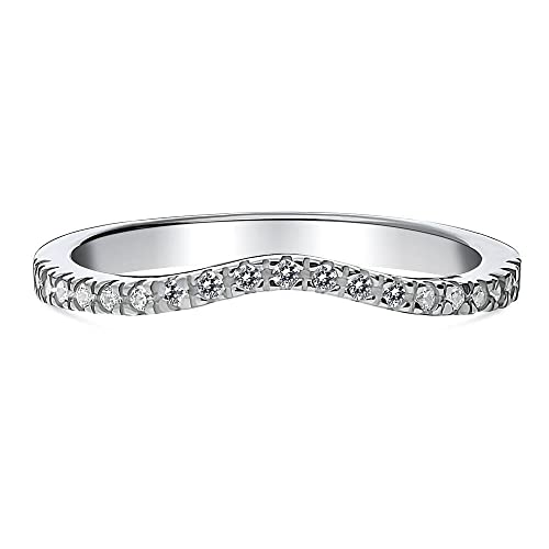 BERRICLE Sterling Silver Wishbone Wedding Rings Round Cut Cubic Zirconia CZ Curved Half Eternity Ring for Women, Rhodium Plated2