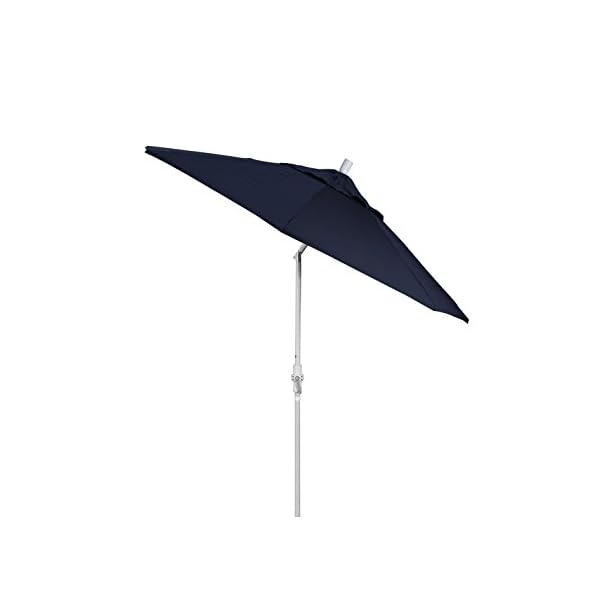 California umbrella 9 round aluminum pole fiberglass rib market umbrella crank lift collar tilt black pole navy blue olefin  urban country home decor