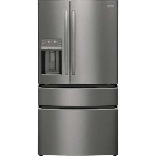Image of Frigidaire Gallery 21.5 cu ft Counter-Depth 4-Door French Door Refrigerator – 36″ Width, External Ice & Water Dispenser, Convertible Temp Drawer, Smudge-Proof Black Stainless Steel (Model GRMC2273CD)