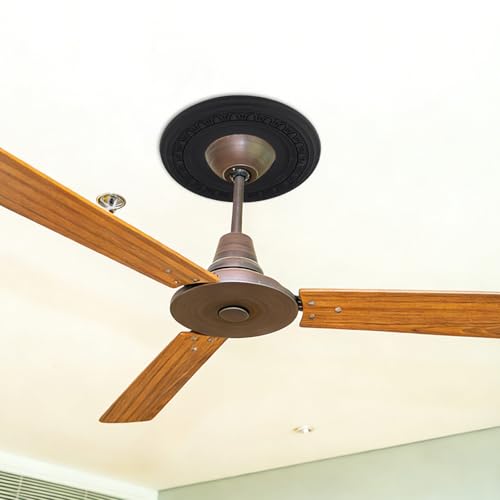 Image of INCREWAY 1Pack Black Split Lighting PU Ceiling Medallion Cover Plate Ceiling Fan Medallion Home for Light Fixtures Ceilings Light Trim, 12 Inch OD x 5.3 Inch ID