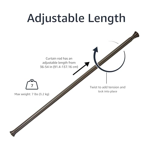 amazon basics Adjustable -Length Shower Curtain Tension Rod - 36-54 Inch, Bronze