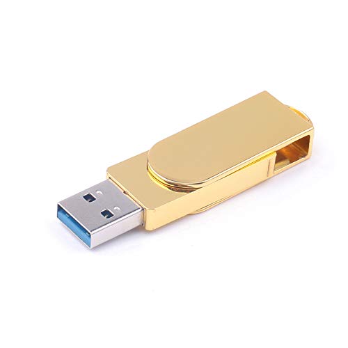Mémoire flash Type-C et USB 3.0 en métal noir ou doré avec couvercle rotatif portable