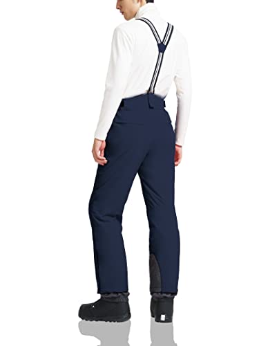 Foto von AOLI RAY Herren Skihose Snowboardhose Wasserdicht Gefüttert Trägerhose Wanderhose Schneehose Winddicht Winter Outdoorhose mit 4 Taschen Dunkelblau XL