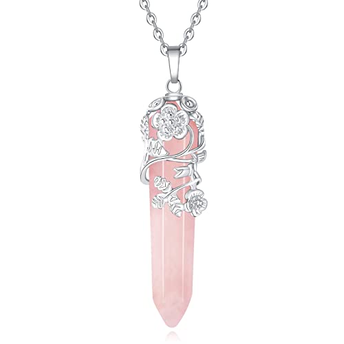 XIANNVXI Rose Quartz Necklace Crystal Necklaces for Women Rose Quartz Pendant Pink Necklace for Women Jewellery