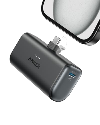 Anker Carregador Portátil, Nano Power Bank 5.000mAh com Cabo USB-C Integrado, Carregamento Rápido de até 22,5W, Compatível com iPhone 17/16/15, Samsung Galaxy S22/S23, iPad Pro/Air, AirPods e Mais