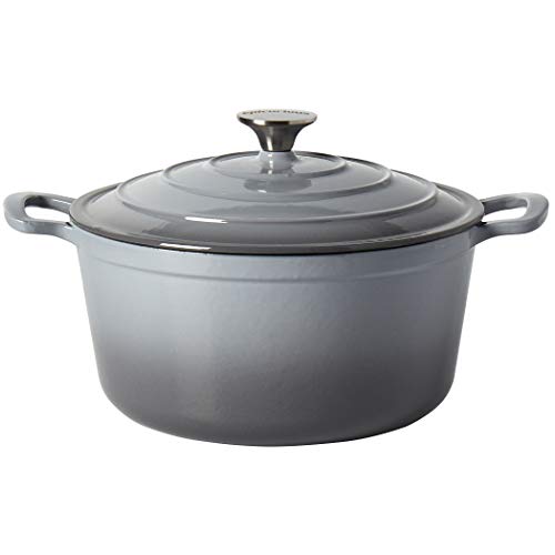 Epicurious Cookware Collection- Enameled Cast Iron Covered Dutch Oven 6 Quart Dutch Oven Grey