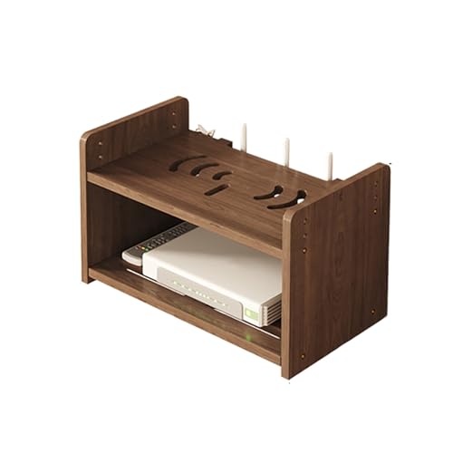 Estante de montaje en pared de madera maciza para cajas de cable y WiFi 2
