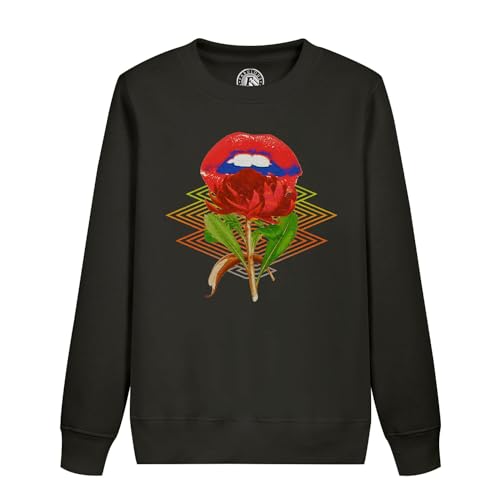 Sweatshirt enfant fleurs vintage avec collage géométrique et lèvres zoomer