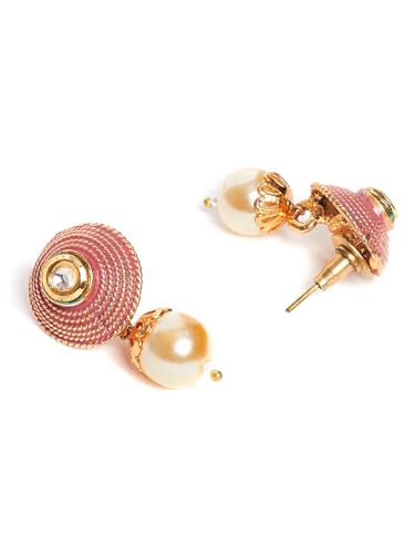 Juego de joyas para mujer con perlas rosadas para bodas y galas 5