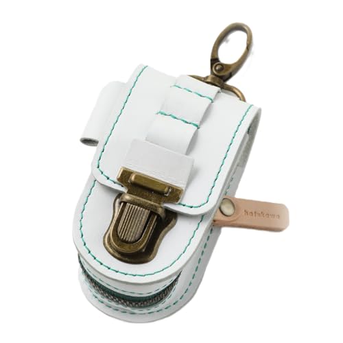 [4色から選べる]ボールが取出しやすい 本革 ゴルフボールケース (白)