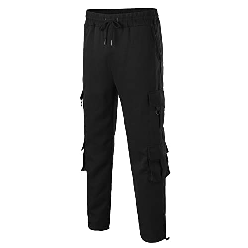 Men's Casual Cargo Sweatpants Waist Solid Color Pocket Trouser Fashion Overalls Beach Pockets Pant Cute Plush4
