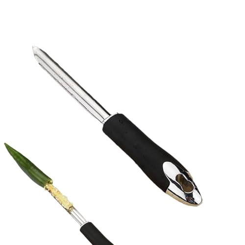Vegetable Corer Tool, Stainless Steel Pepper Corer with Serrated Edge, Fruit Core Extractor, Home Kitchen Cooking Gadget for Zucchini Cucumber Vegetable Eggplant Potato