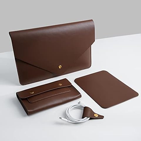 Benfan Leather Laptop Sleeve 13 Inch with Accessories Cover