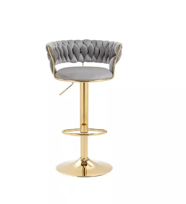 cool berry Adjustable Height Metal Frame Cushioned Bar Stool with Emerald Velvet Seat style only 1 pcs chair (Set of 1) (Gray)