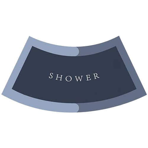 LAANCOO Alfombra de baño Curva, Alfombra de Ducha Curva de 16x30 Alfombra de Ducha Absorbente de baño Curva, Alfombra de Secado de Ducha sin Monedas sin Deslizamiento para Ducha Circular, Azul Oscuro