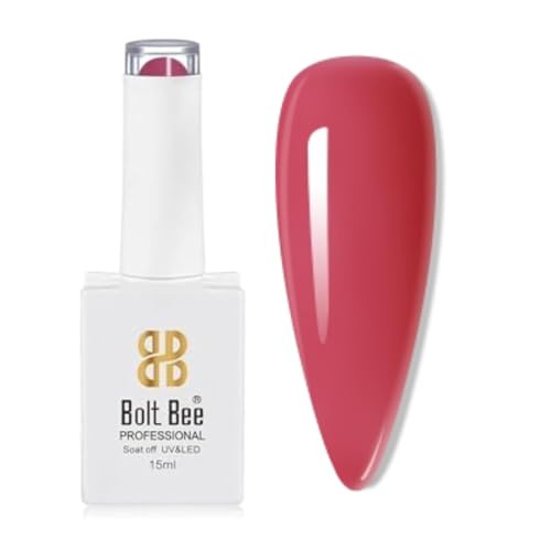 Image of Bolt Bee Coral Pink Color Gel Nail Polish Soak Off UV Gel DIY at Home Manicure Salon Nail Art