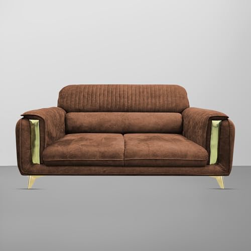 Image of Casaliving Gelio 3 Seater Sofa Set for Living Room (Brown Colour) Premium Fabric Sofa