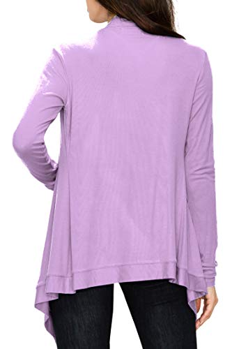 Image of Lock and Love Women's Draped Front Open Asymmetrical Cardigan - Casual Long Sleeve Lightweight Duster